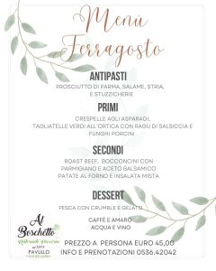 Menù di ferragosto